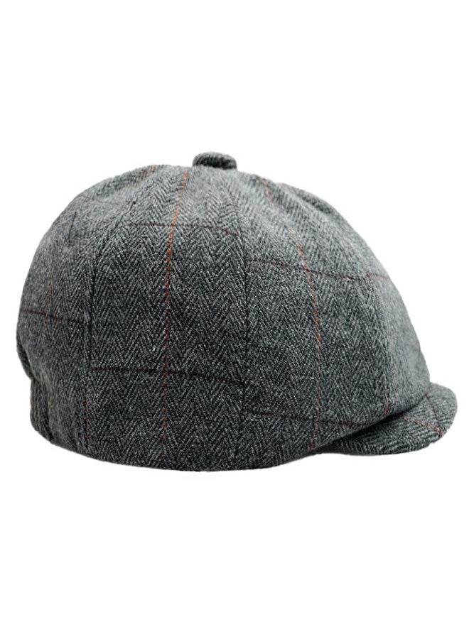 Charmylo Newsboy Cap Gatsby Baker Boy Hat Flat Caps Tweed Adjustable Peaky Herringbone Cloth Cap Hat Grey - Image 1